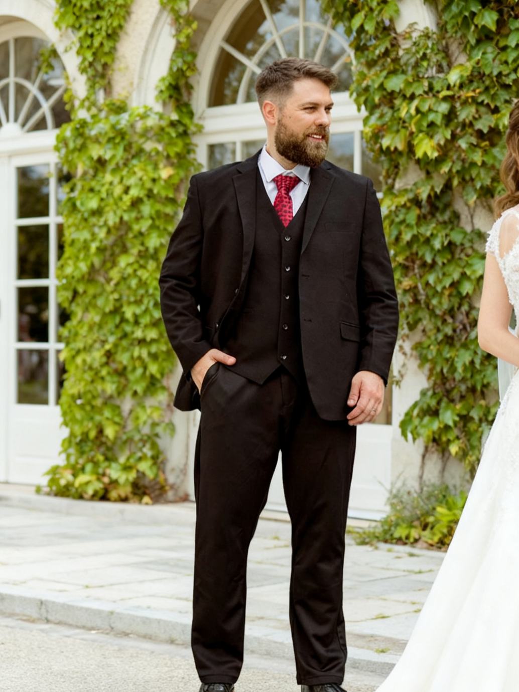 Men's Three Piece Suit Set, Notch Lapel Single Breasted Blazer and Waistcoat, Suitable for Formal Parties
