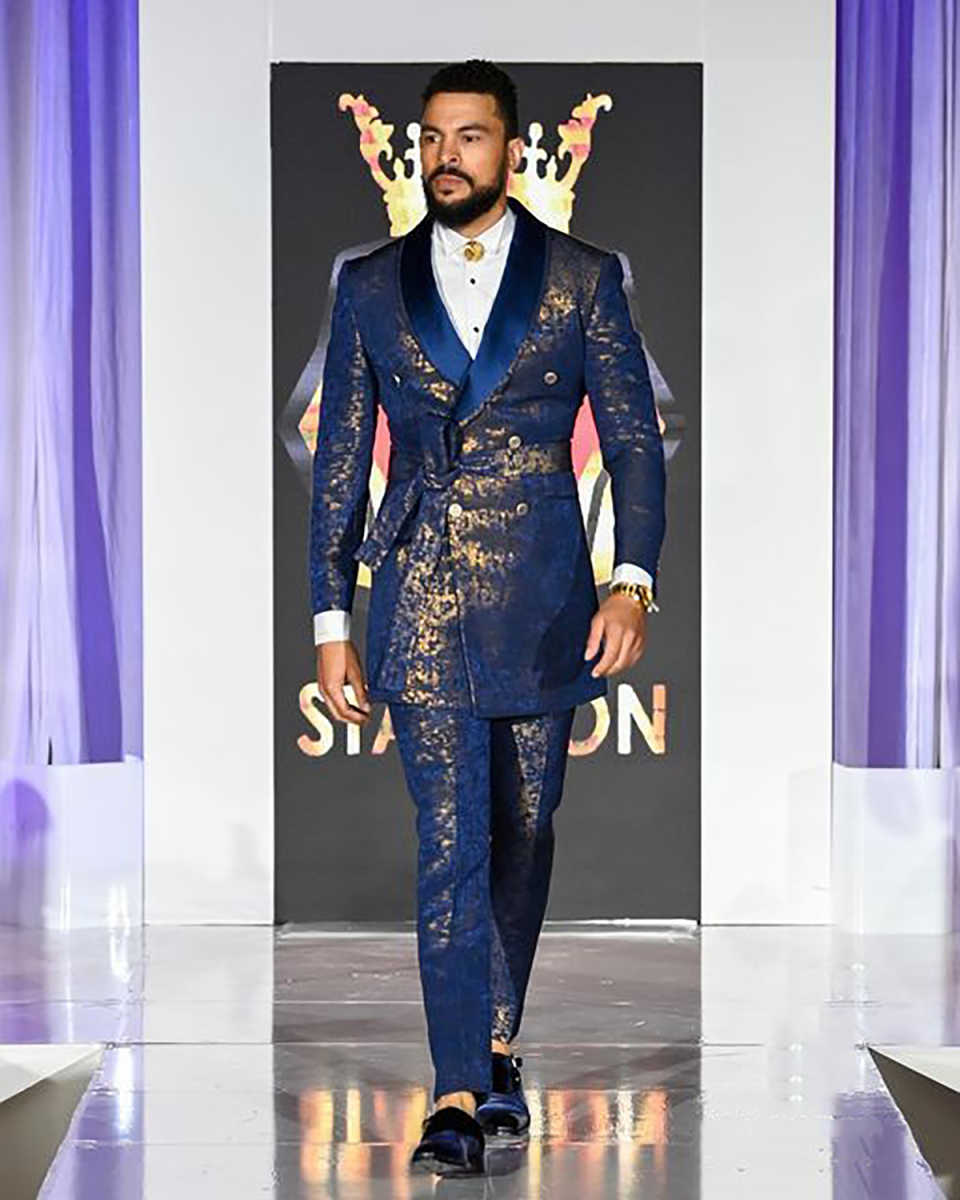 Jacquard Floral Wedding Suits For Groom Shawl Lapel Double Breasted Tuxedos 2 Pcs Jacket Pants Evening Party Prom Customized