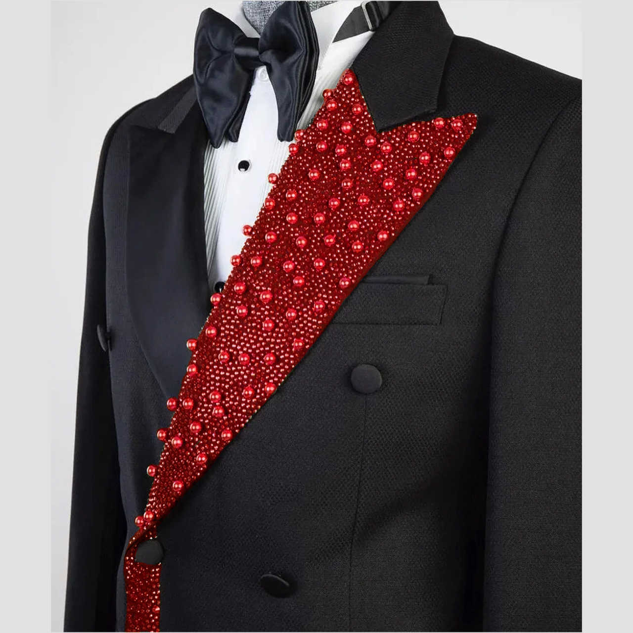 Men's Luxury Tuxedo Slim Fit Wedding Groom Men Black and Gold Sequin Peaked Lapel for Prom Party Dinner