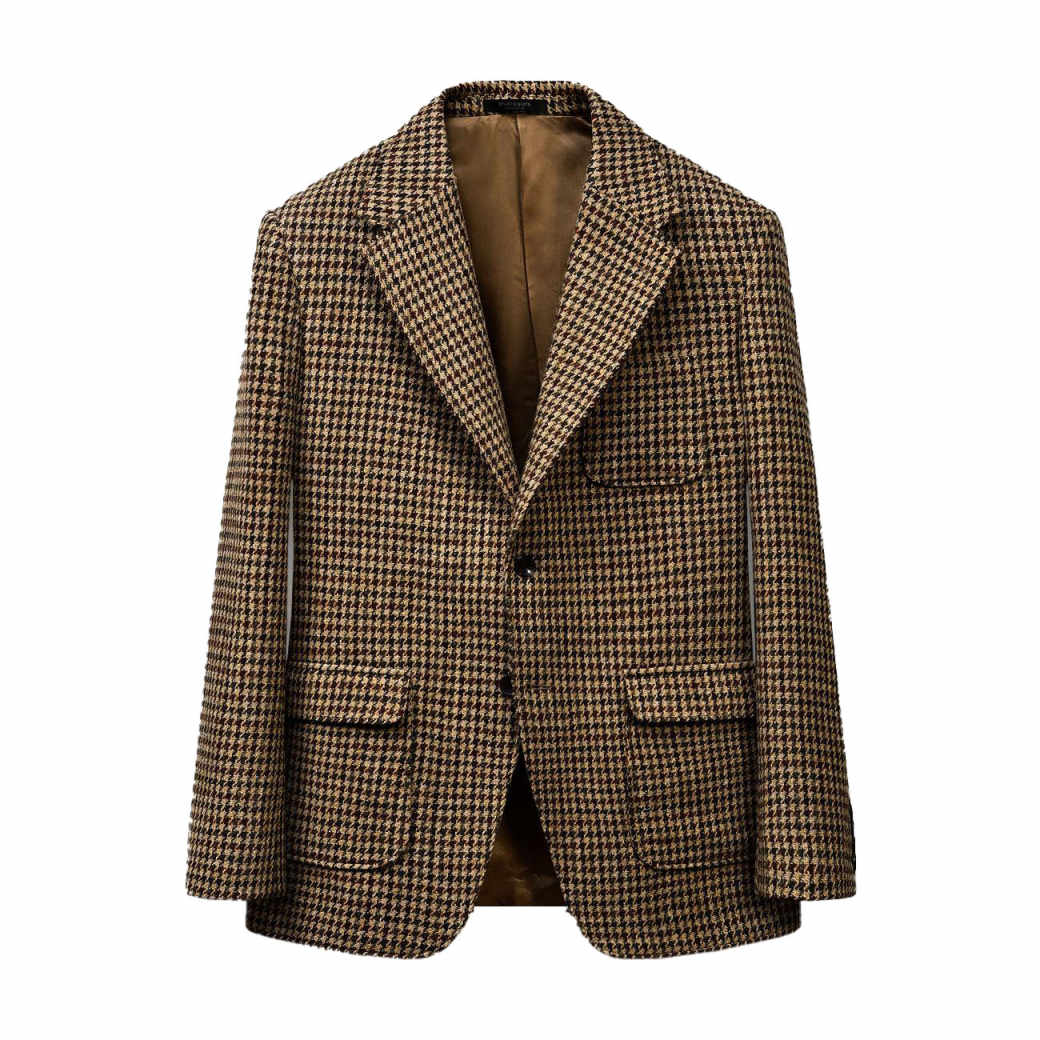 Vintage Wedding Tuxedos Houndstooth Single Breasted Men Suit Classic Notched Lapel Evening Prom Groom Blazers Customized