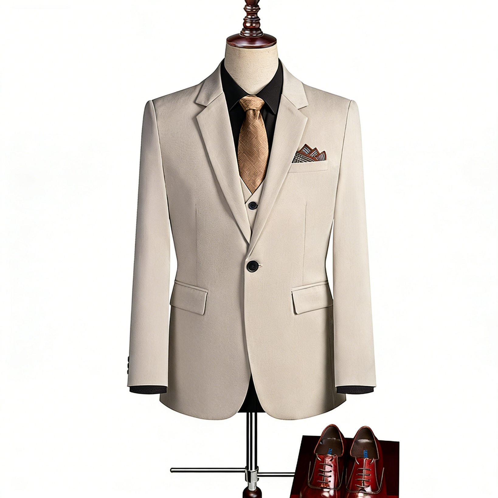 Men's Business Casual Suit for Weddings Blazer Vest Pants Slim Fit Waistcoat Dress Trousers