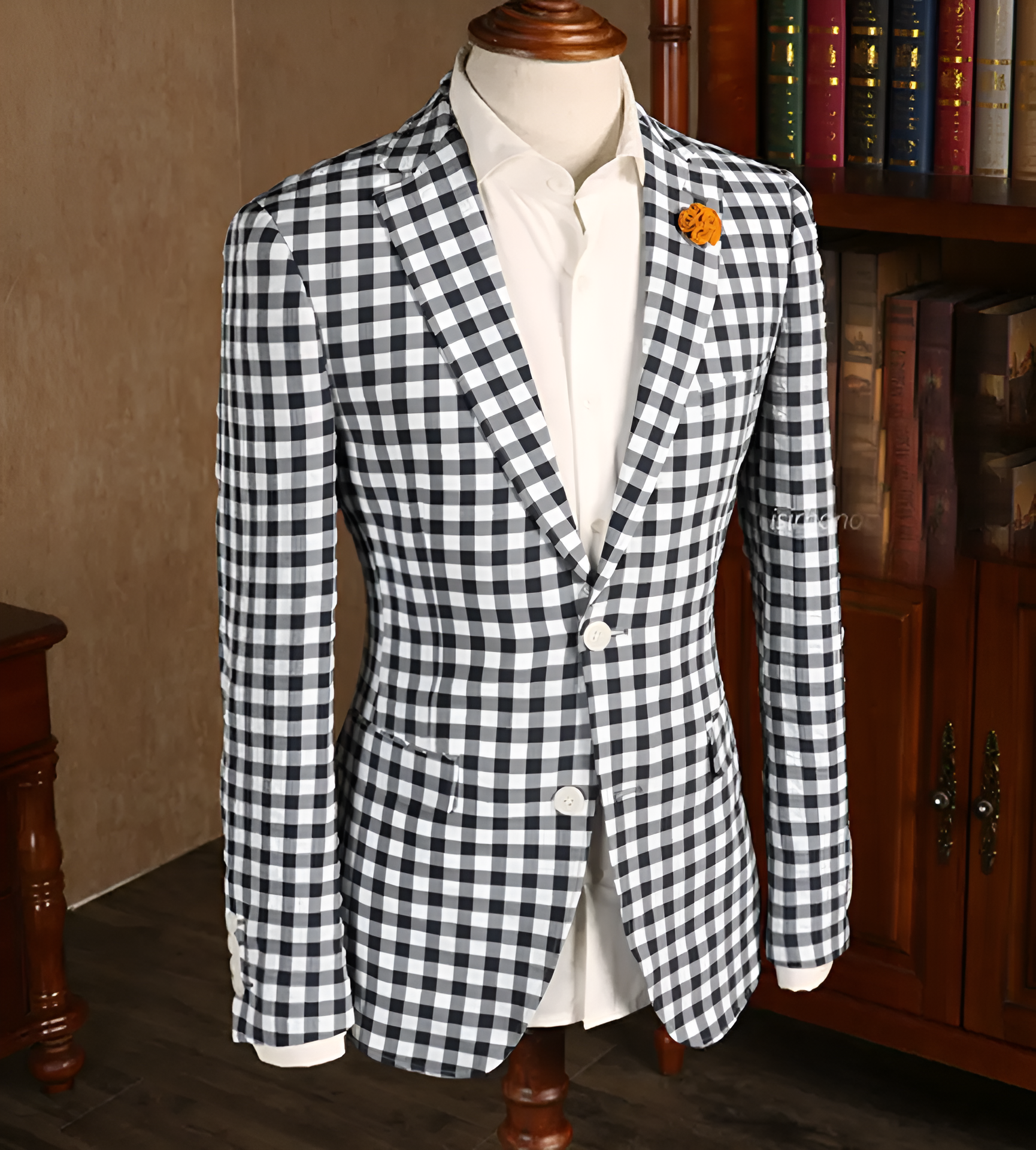Modern Black White Check Plaid Summer Men Suits Single Breasted Business 2 Button Sports Blazer Jacket Slim Fit Party Customized