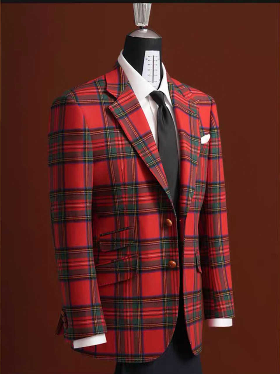 Men's Checked Tweed Suit Jacket, Christmas Tuxedo, Vintage Slim-Fit Wool-Blend Blazer, Ideal for Parties, Balls, Dinners and Weddings