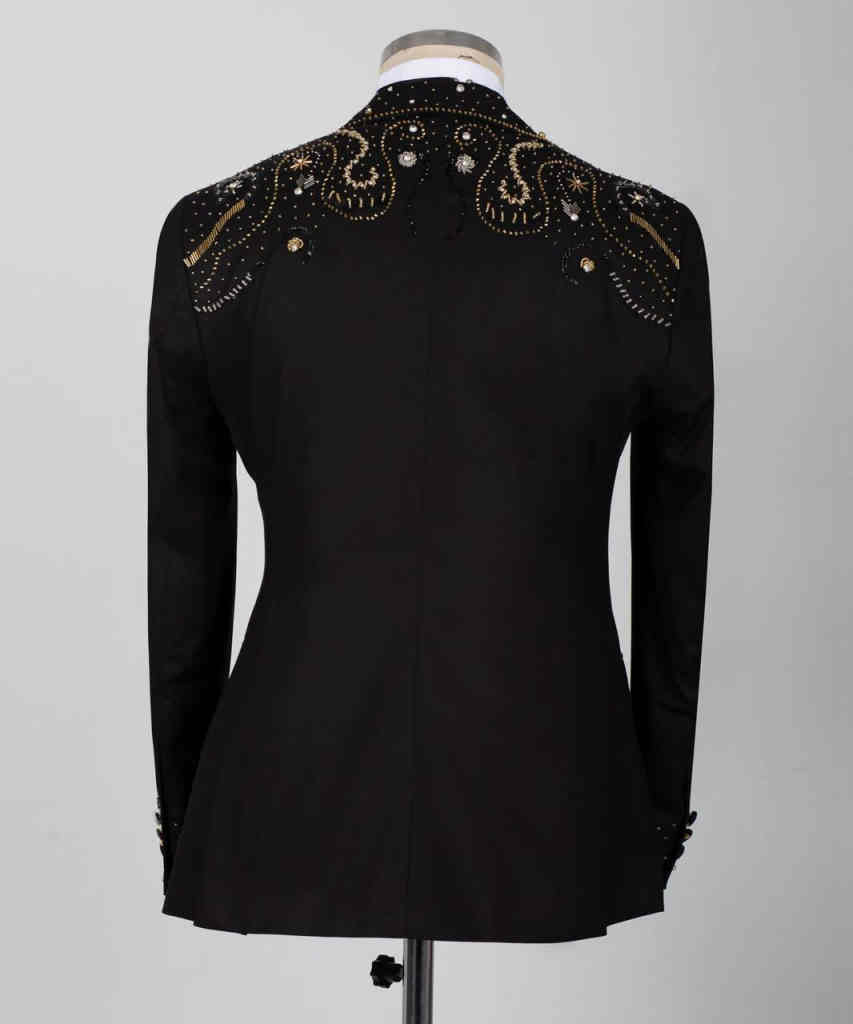 Luxury Men's Tuxedo Handmade Gold Beads Formal One Button Blazers Black Slim Prom Jacket for Wedding,Party,Dinner