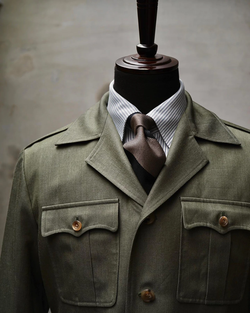 Safari Style Men's Suit Blazer Bow Collar Single Breasted Blazer Buckle Work Business Wedding Costume Homme Customized Travel