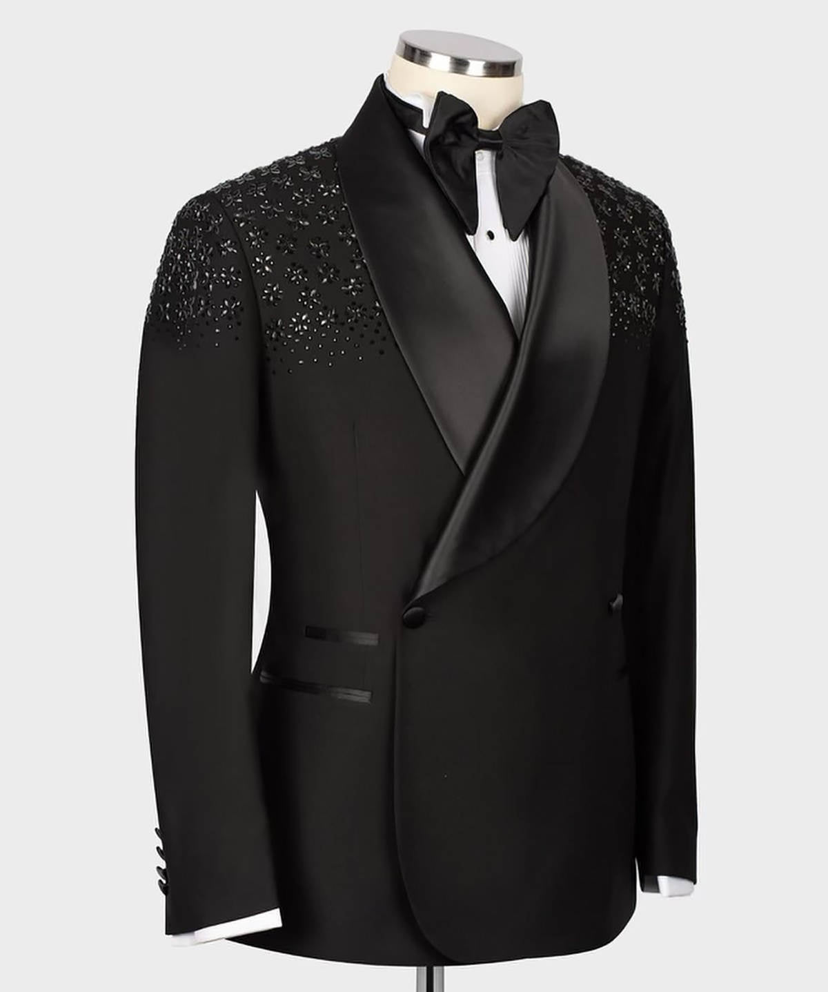 Mens Luxury Pearls Tuxedo Slim Fit Shawl Lapel Wedding Dinner Jacket Party Prom Wedding Blazer Jacket
