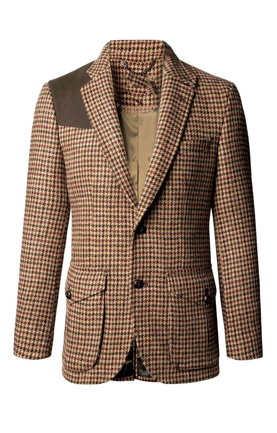 Men's Houndstooth Suit Coat with Shoulder Pad Patchwork Vintage Classic Casual Coat for Wedding Party Sports Blazer
