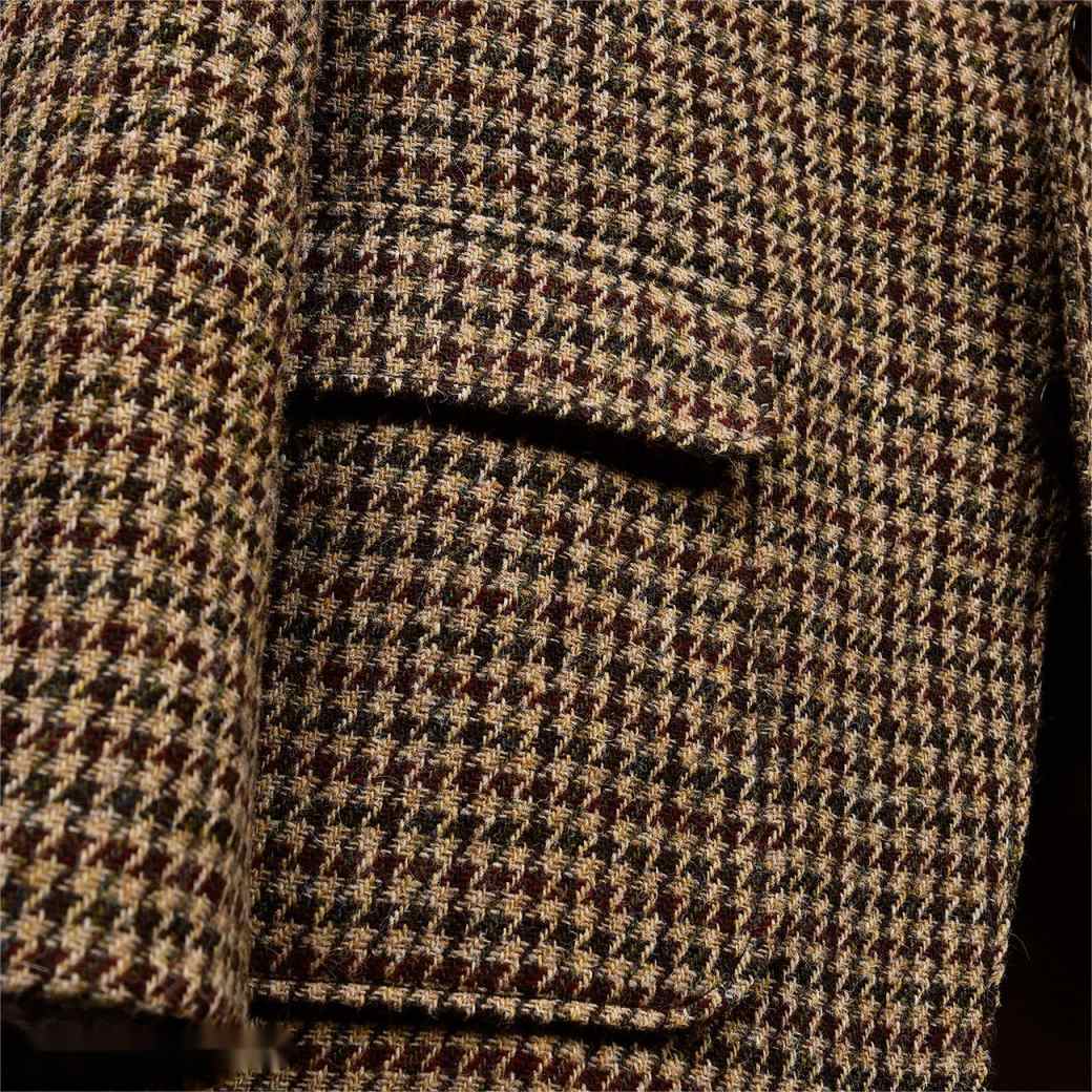 Vintage Wedding Tuxedos Houndstooth Single Breasted Men Suit Classic Notched Lapel Evening Prom Groom Blazers Customized