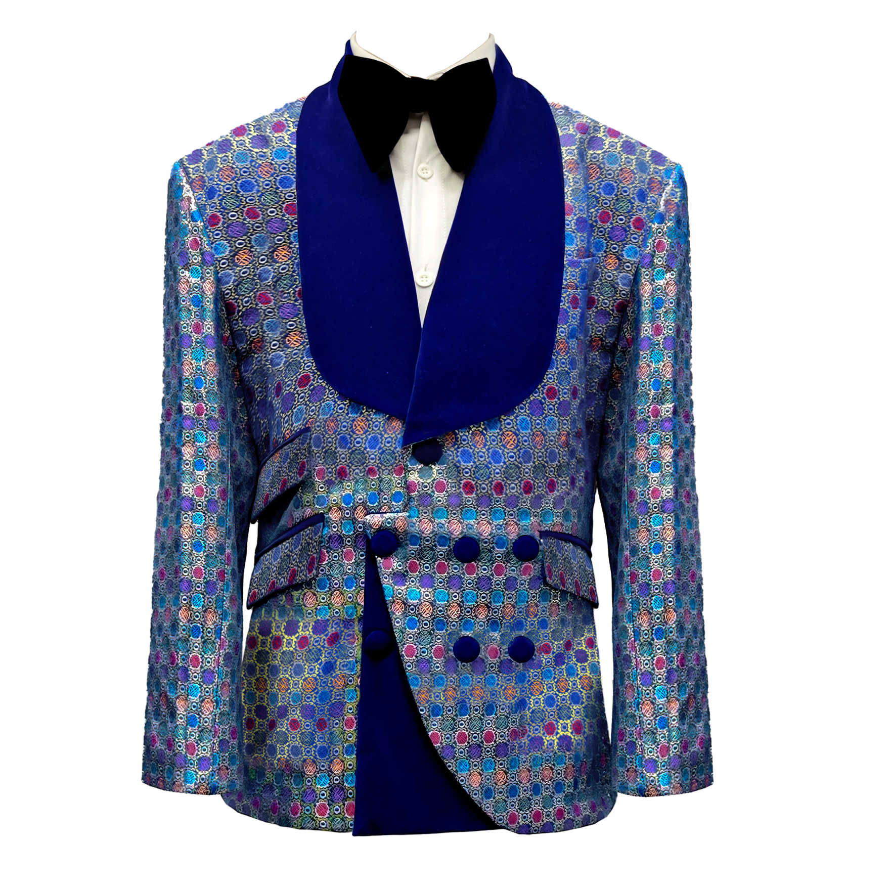 Men's 2 Pieces Suit Polka Dots Jacquard Jacket and Velvet Pants for Party/Prom