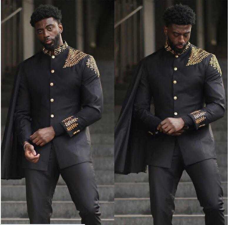 3 Pieces Men's Suits with Detachable Cape Slim Party Blazer Pant Tailored Tuxedo Set for Prom,Banquet,Homecoming