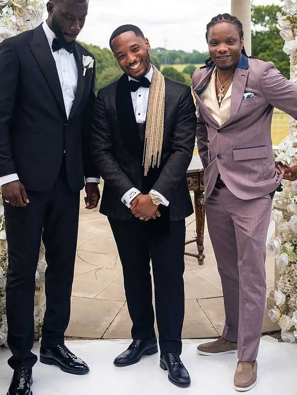 Men's Black Textured Jacquard Tuxedo Jacket with Scalloped Velvet Shawl Lapel, Gold & Black Handmade Fringe Rhinestone Formal Blazer for Wedding Stage Show