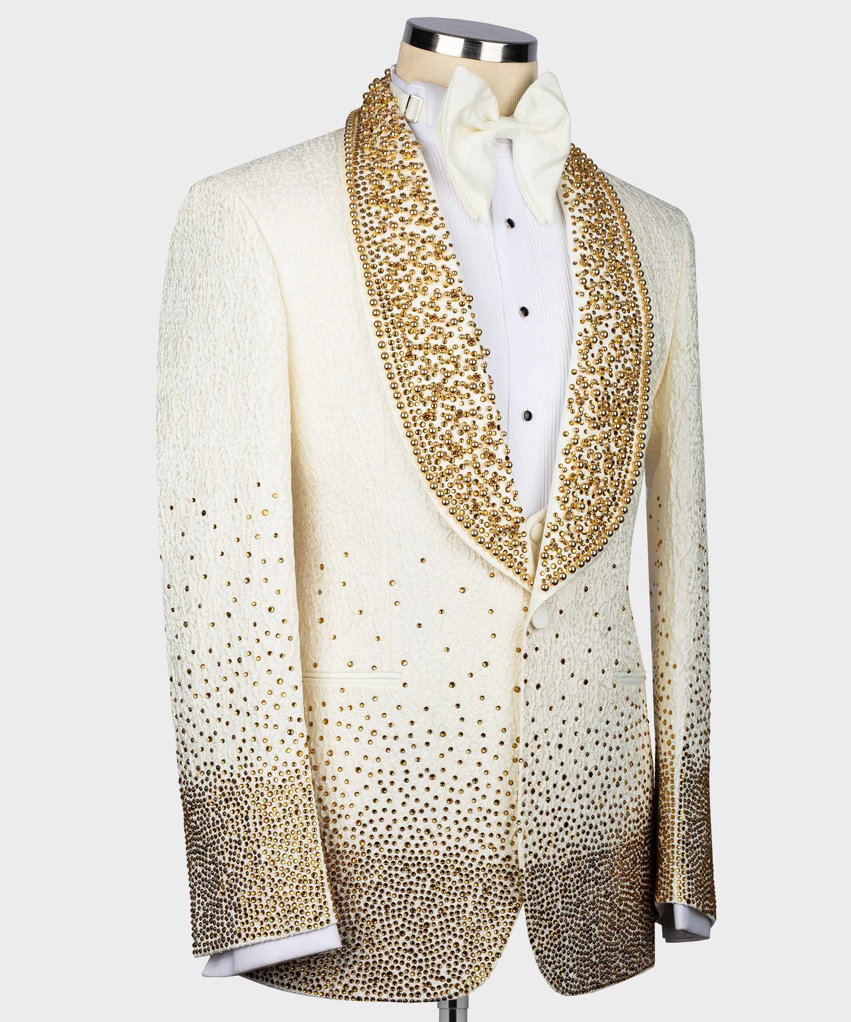 Men's Jacquard Tuxedo Blazer with Beads Crystal for Wedding | Slim Fit, Single-Breasted Party Blazer with rhinestone for Gala,Dinner,Party,Prom, Homecoming