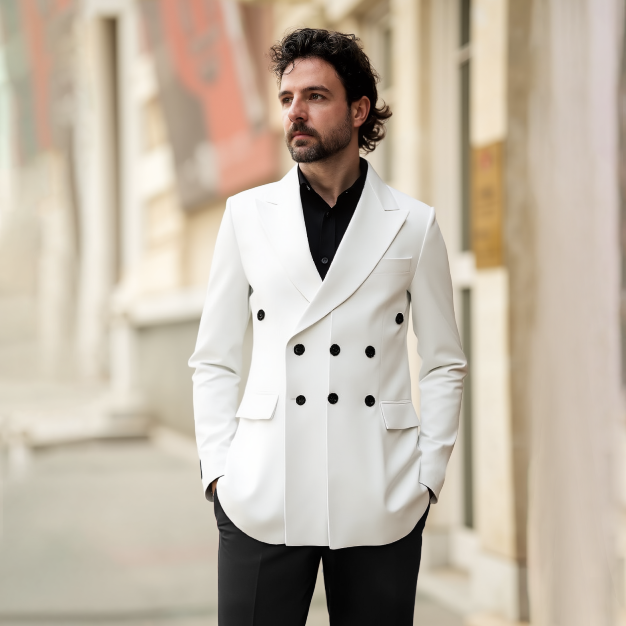 Men's Blazer Business Peak Lapel Suit Jacket Homecoming Speech Christmas