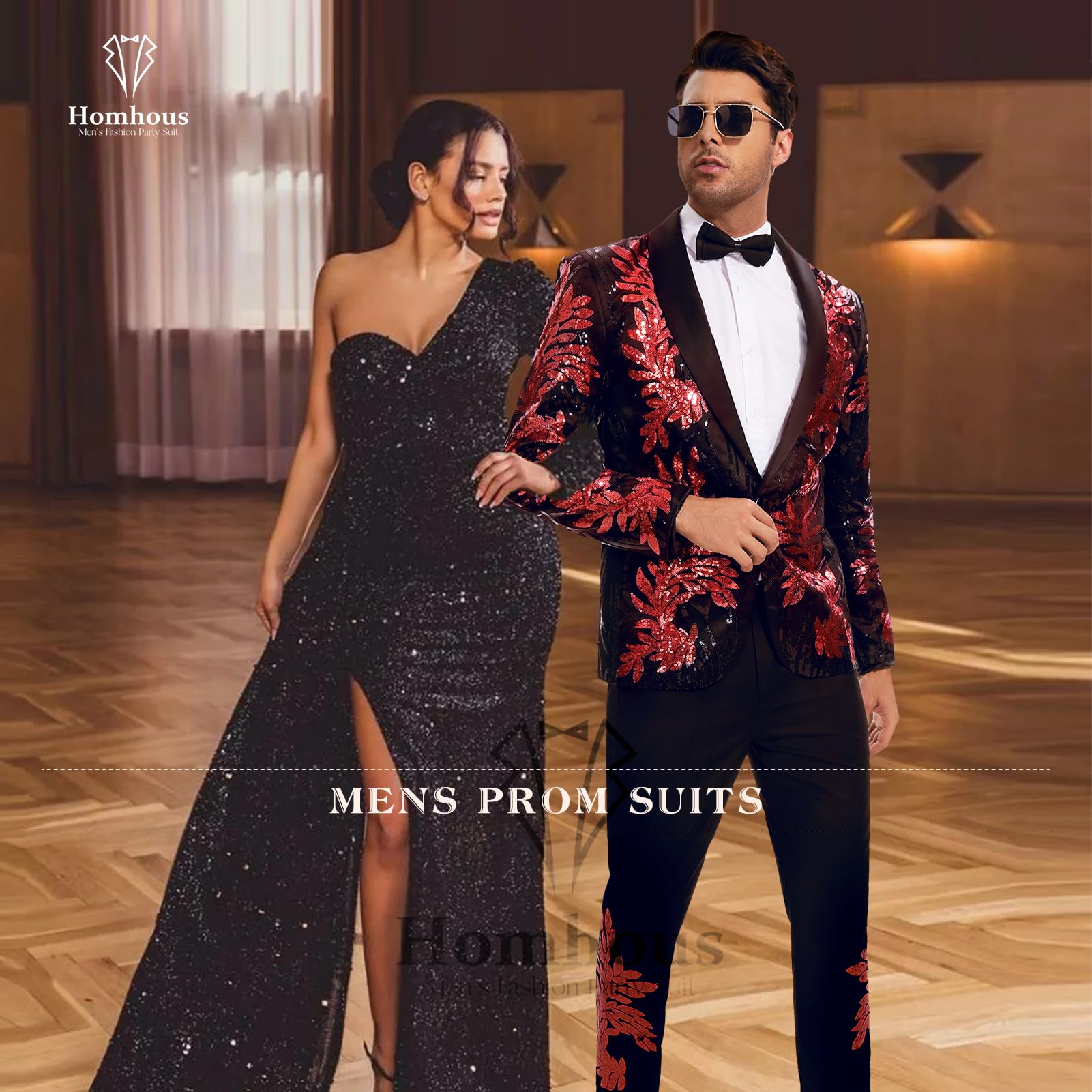 Floral Applique Tuxedo Suit (2-Piece Set)