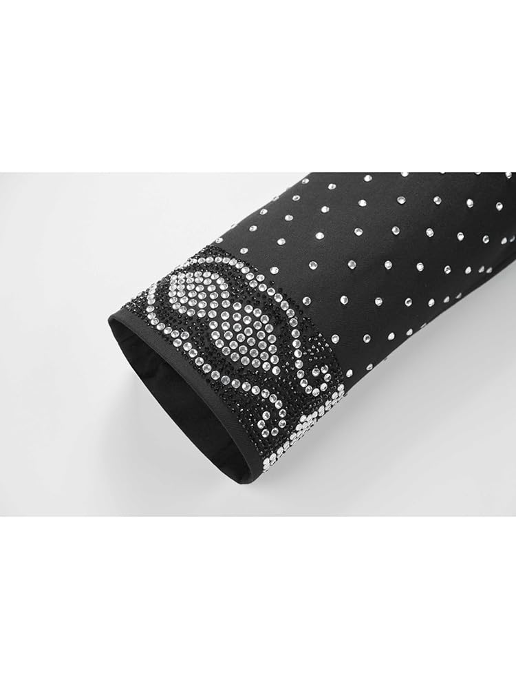 Rhinestone Embellished Double-Breasted Tuxedo Blazer