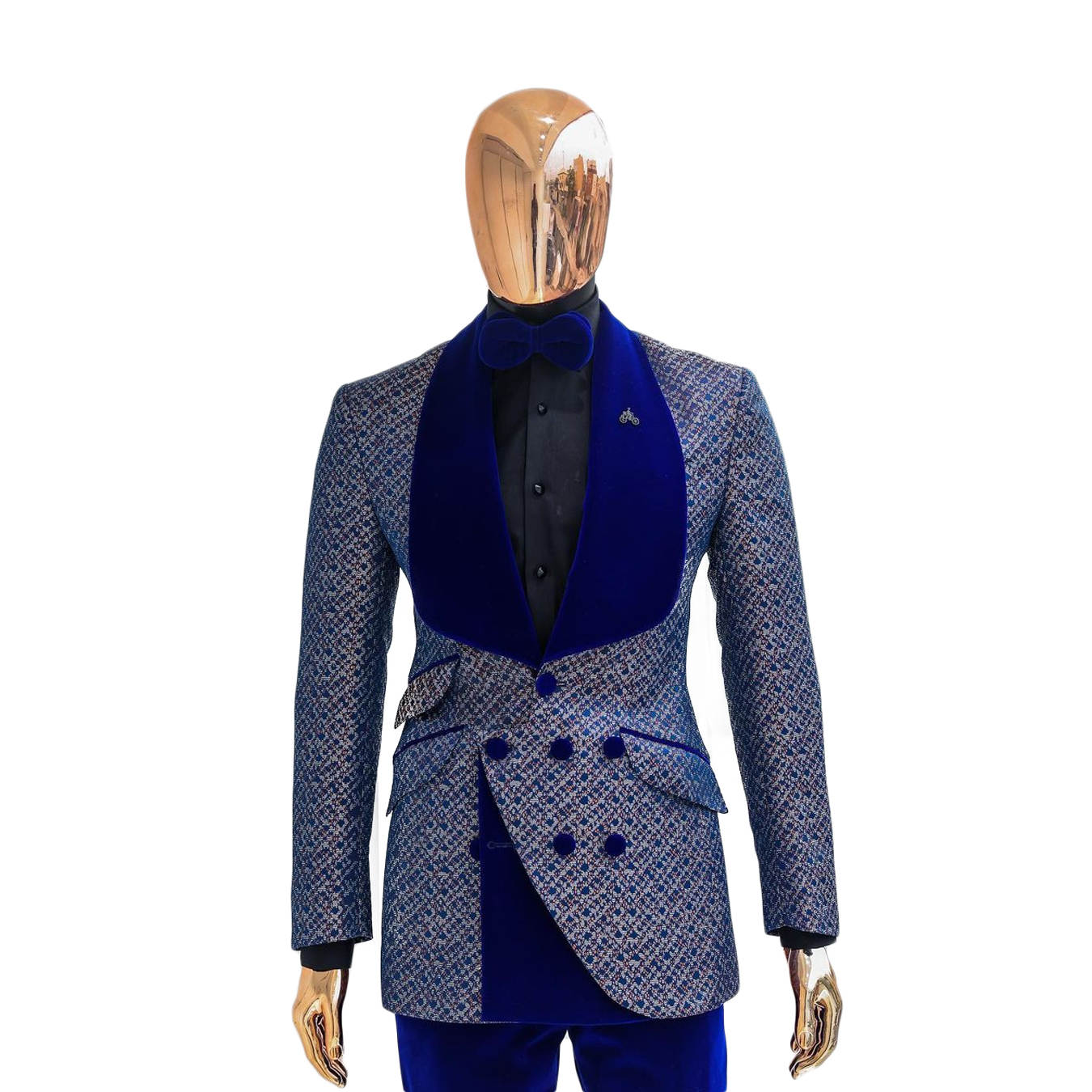 Men's 2 Pieces Suit Polka Dots Jacquard Jacket and Velvet Pants for Party/Prom