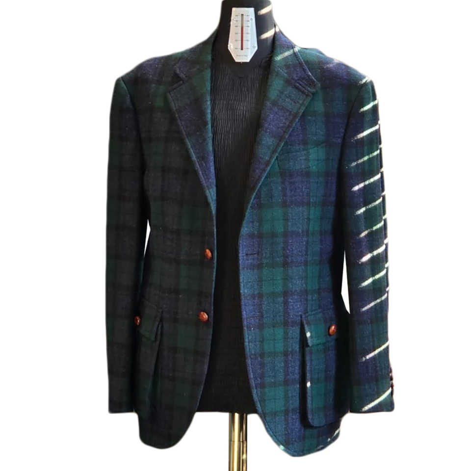 Plaid Woolen Autumn Men's Coat Peaked Lapel Tuxedos Single Breasted Groom Wear Business Party Coats Only Blazer Customized