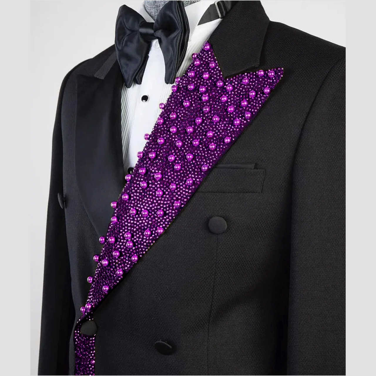Men's Luxury Tuxedo Slim Fit Wedding Groom Men Black and Gold Sequin Peaked Lapel for Prom Party Dinner