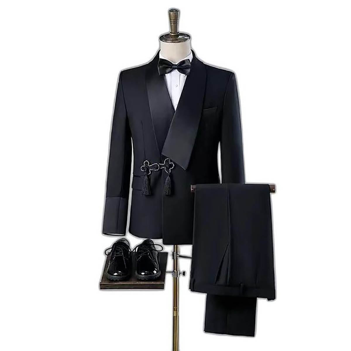Gorgeous Disc Screw Thread Men Suit Wedding Tassel Shawl Lapel One Buttons Groom Tuxedo Slim Fit Suits 2 Piece