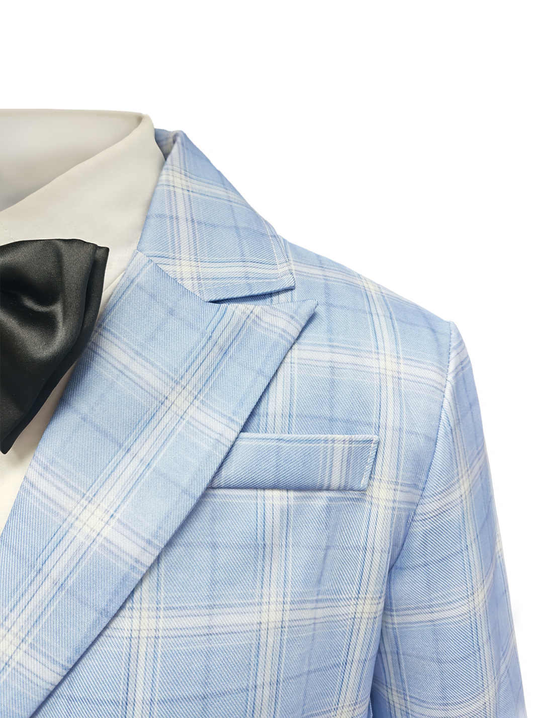 Men's Light Blue Plaid Linen Blazer Slim Fit Casual Business Suit Jacket