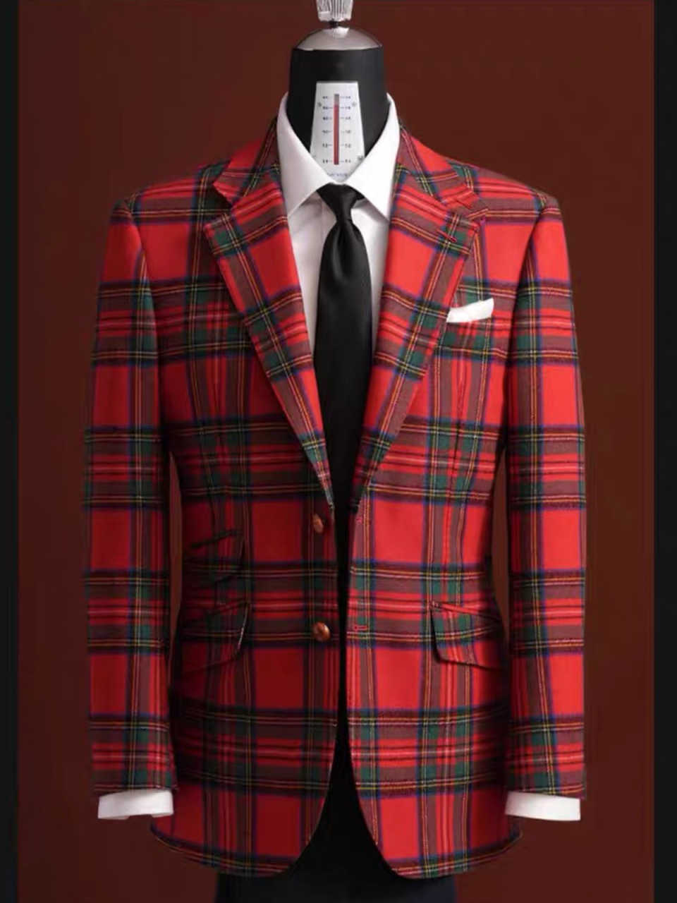 Men's Checked Tweed Suit Jacket, Christmas Tuxedo, Vintage Slim-Fit Wool-Blend Blazer, Ideal for Parties, Balls, Dinners and Weddings