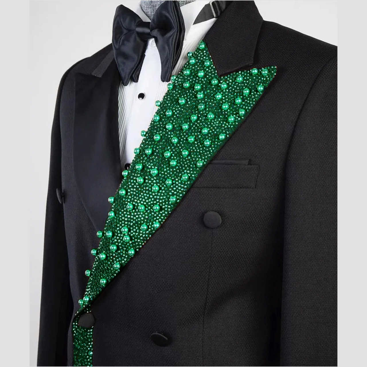 Men's Luxury Tuxedo Slim Fit Wedding Groom Men Black and Gold Sequin Peaked Lapel for Prom Party Dinner