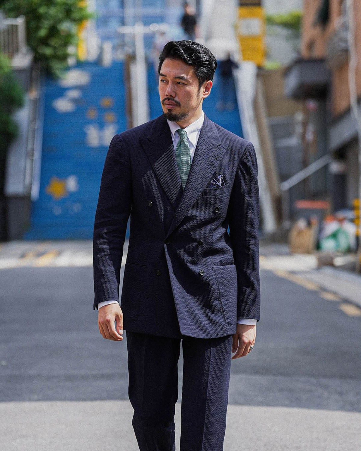 Seersucker Two Piece Double Breasted Men's Suit Wedding 2026 Peak Lapel Beach Evening Suit Customized trajes para hombre
