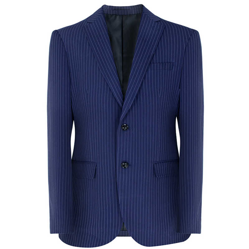 Men's Slim Fit Navy Pinstripe 2 Piece Suit, Two Button Business Formal Blazer & Trousers Set for Wedding Office