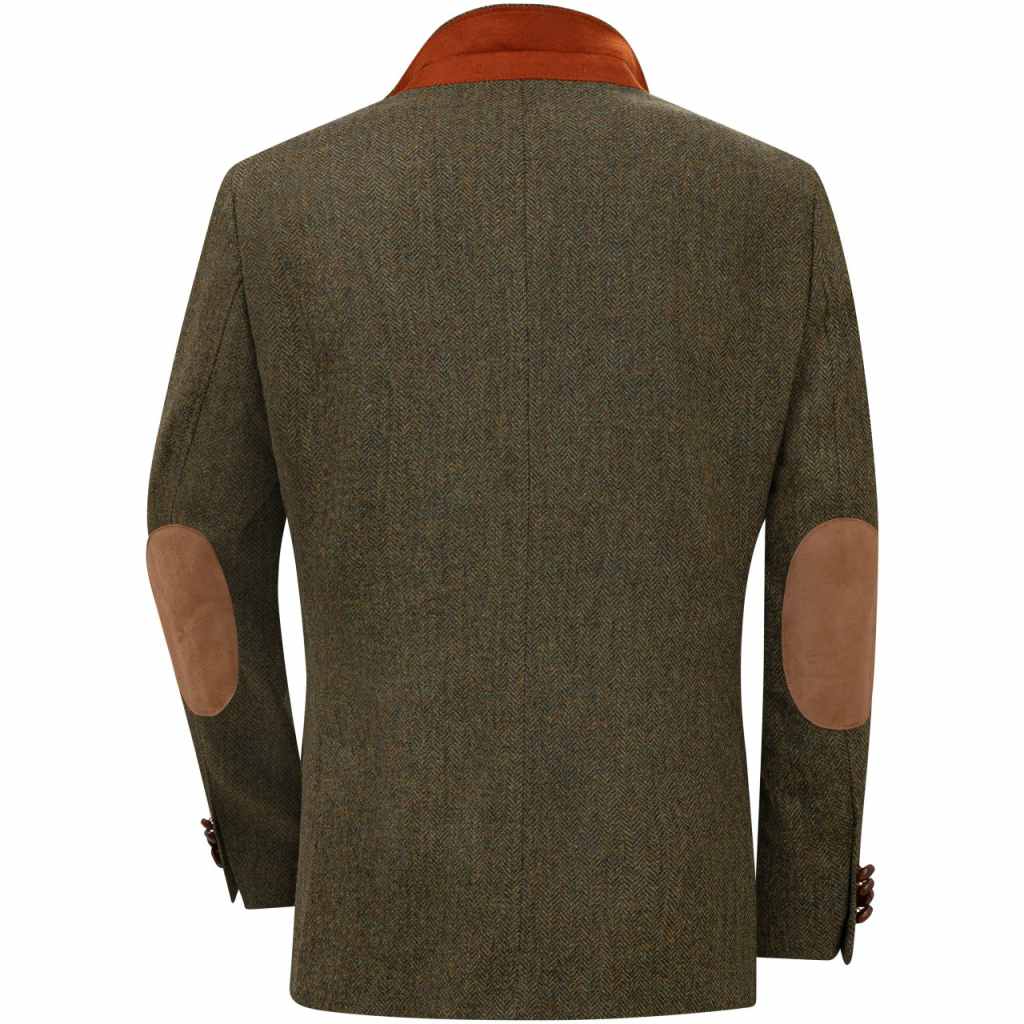 Men's Tweed Herringbone Sport Blazer Casual Three Button Wool Blend Jackets Slim Warm Vintage British Groom Coat