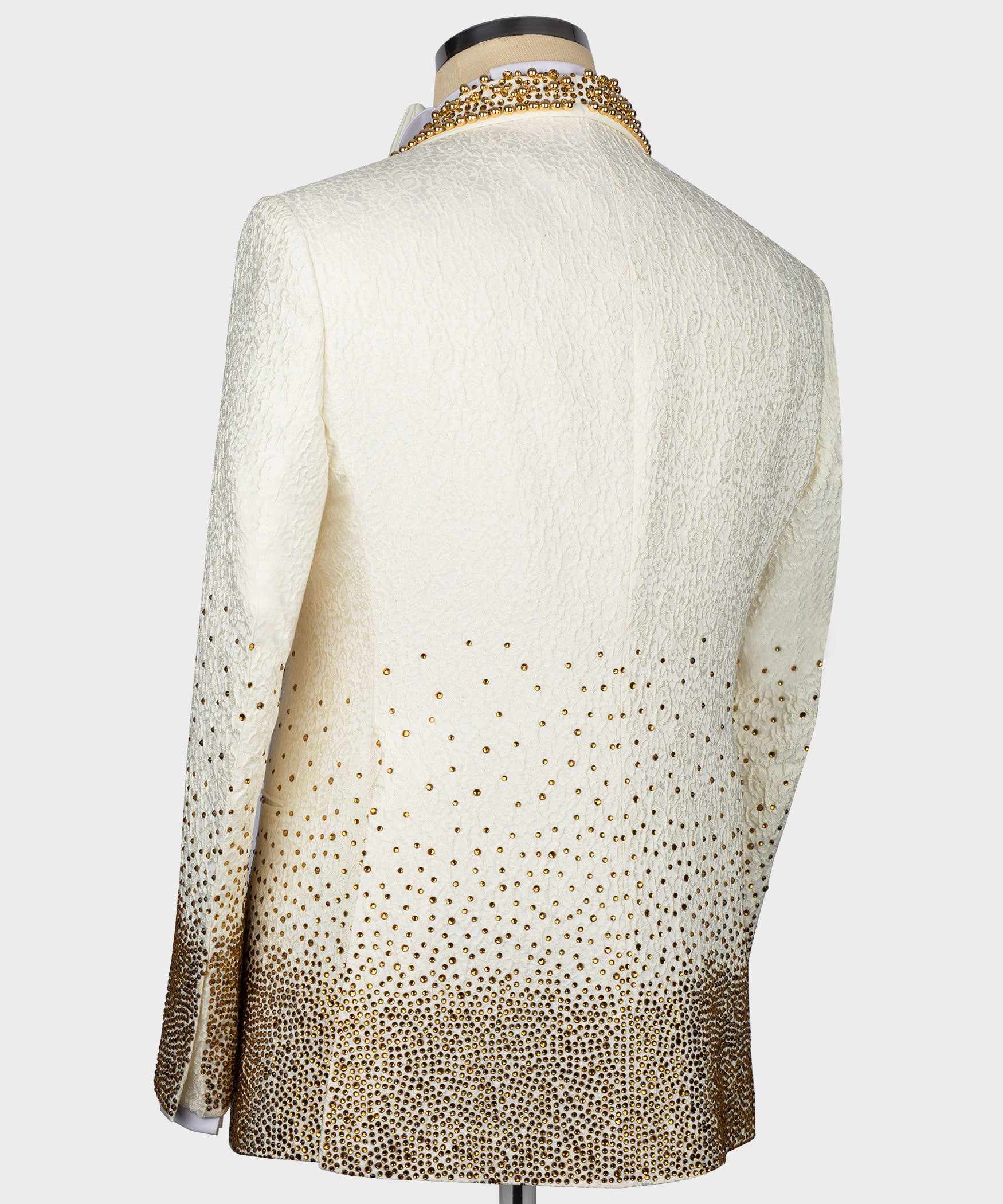 Men's Jacquard Tuxedo Blazer with Beads Crystal for Wedding | Slim Fit, Single-Breasted Party Blazer with rhinestone for Gala,Dinner,Party,Prom, Homecoming