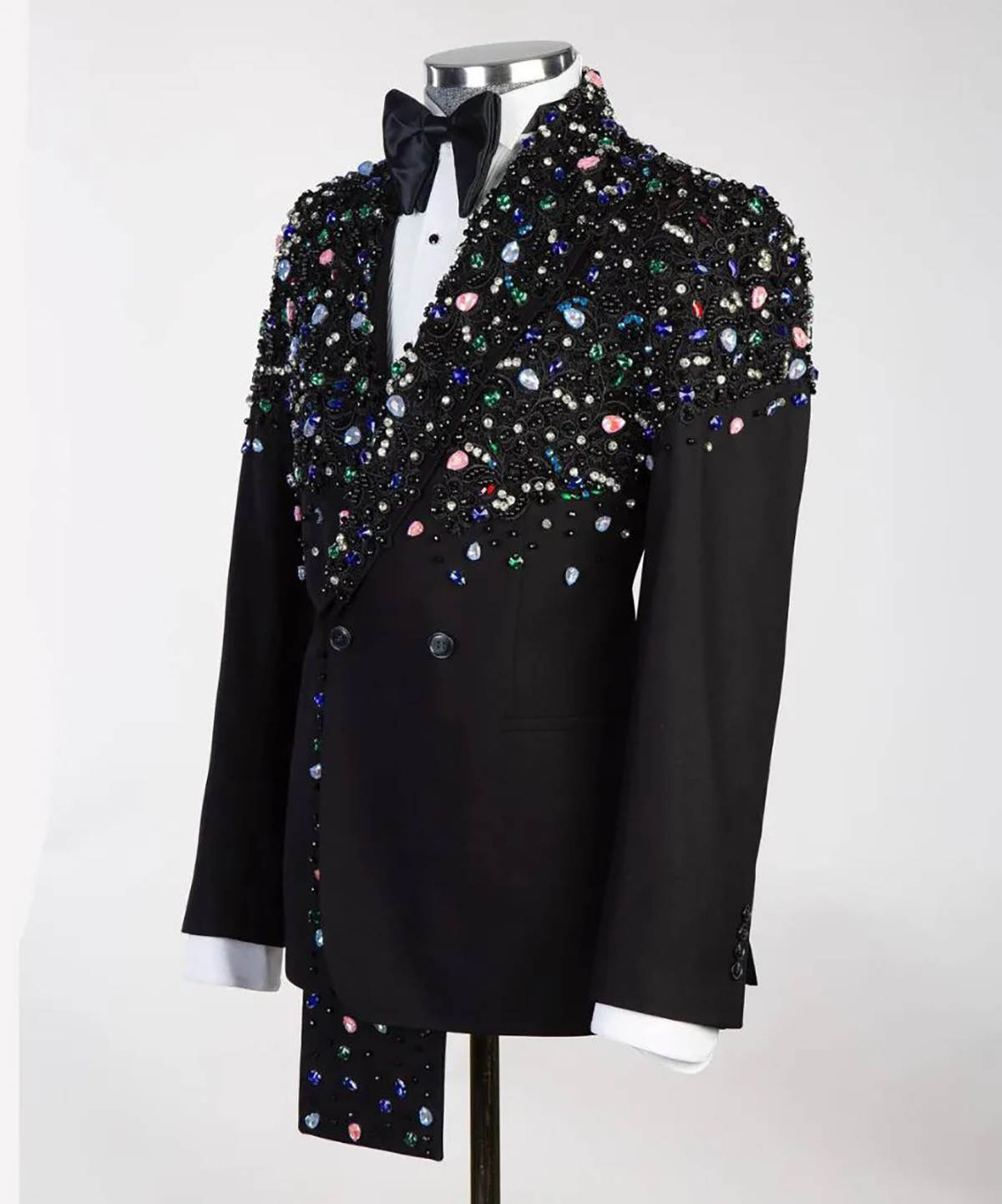 Glitter Crystals Men Wedding Tuxedos Double Breasted Peaked Lapel Pant Sets Classic Fit Prom Male Party Customized 2 Pieces