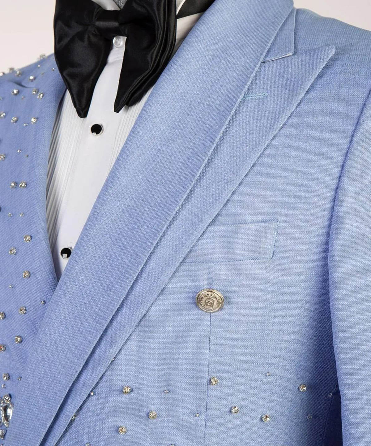 Men's Rhinestone Tuxedo Blazer Slim Fit Dinner Jacket | Handmade Rhinestone Prom Wedding Suit, Peak Lapel Double Breasted One-Button Party Blazer Party