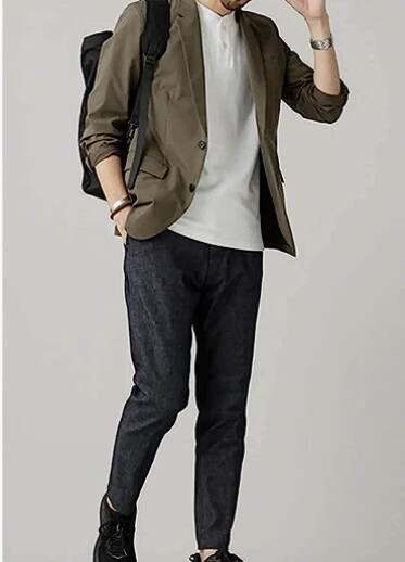 Men Olive Green Casual Suit Two Piece Slim Fit Lightweight Business Blazer Pants Set Daily Commuter Street Outfit