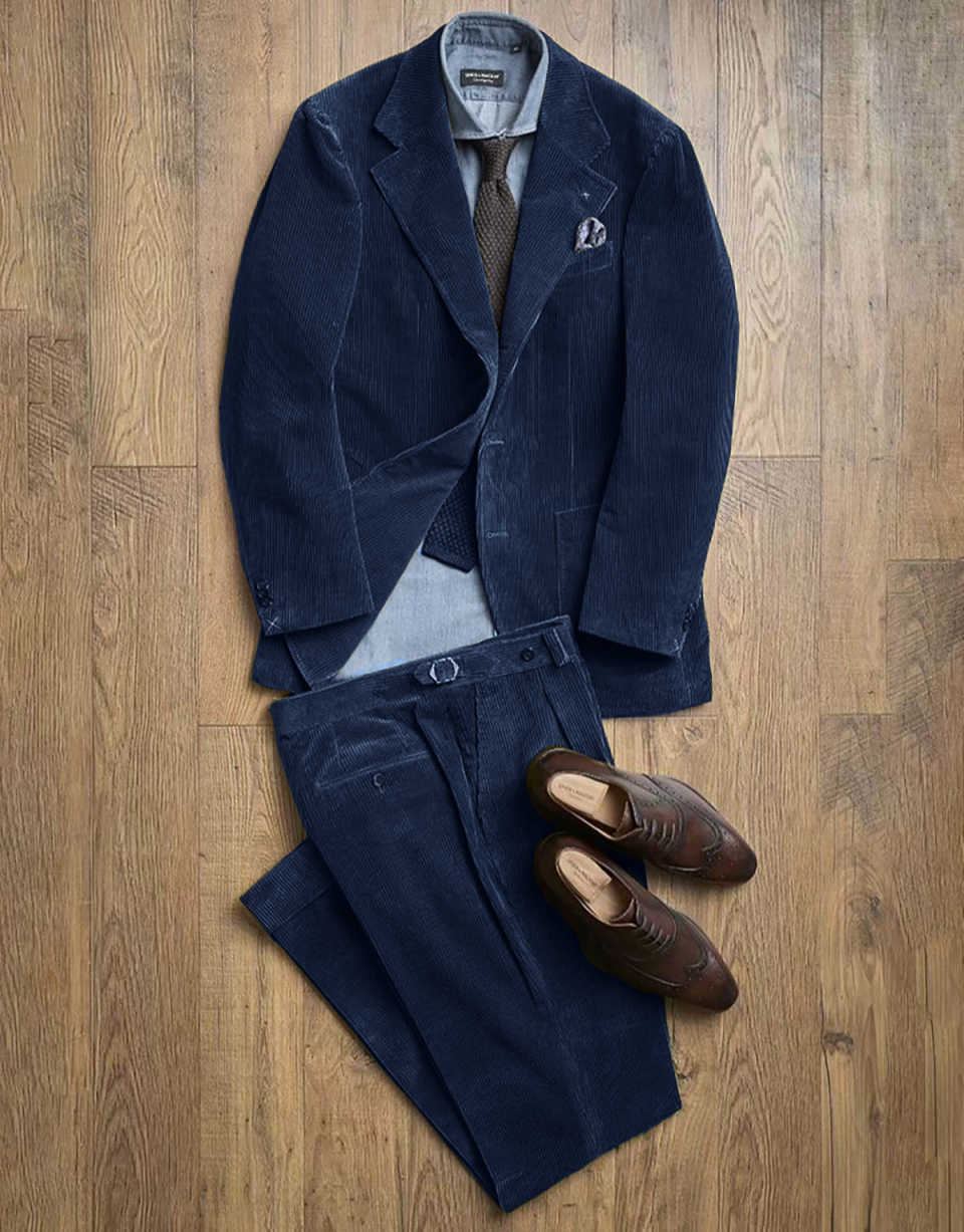Men's Vintage Corduroy Suit — Tailored Fit 2 Piece Set | MANVISS