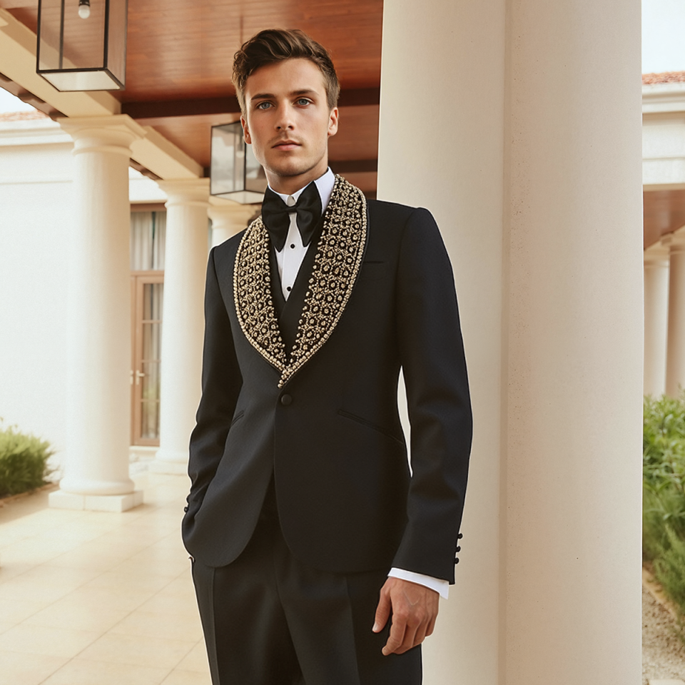 Spring 2026 Men's British Style Business Casual Three-Piece Suit Vest Trousers High-Density Jacquard Wedding Dress