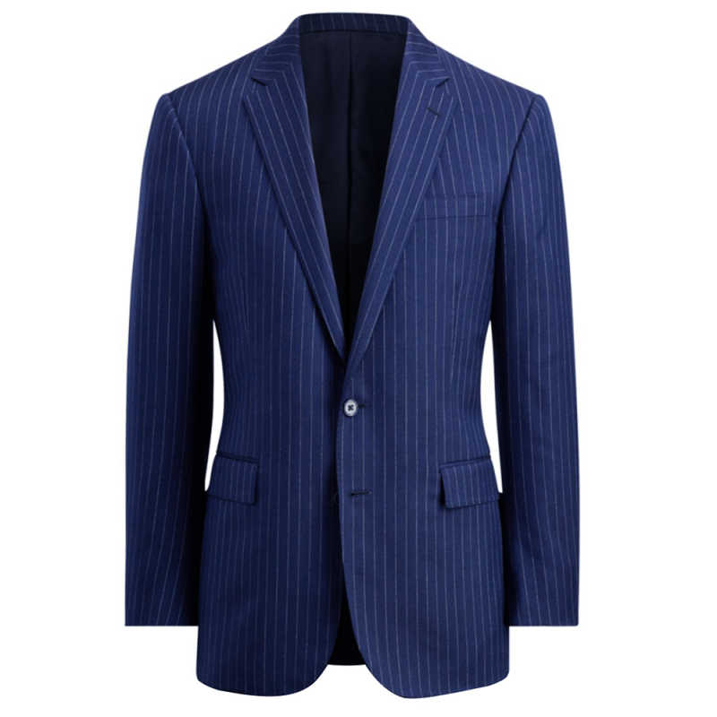 Men's Slim Fit Navy Pinstripe 2 Piece Suit, Two Button Business Formal Blazer & Trousers Set for Wedding Office