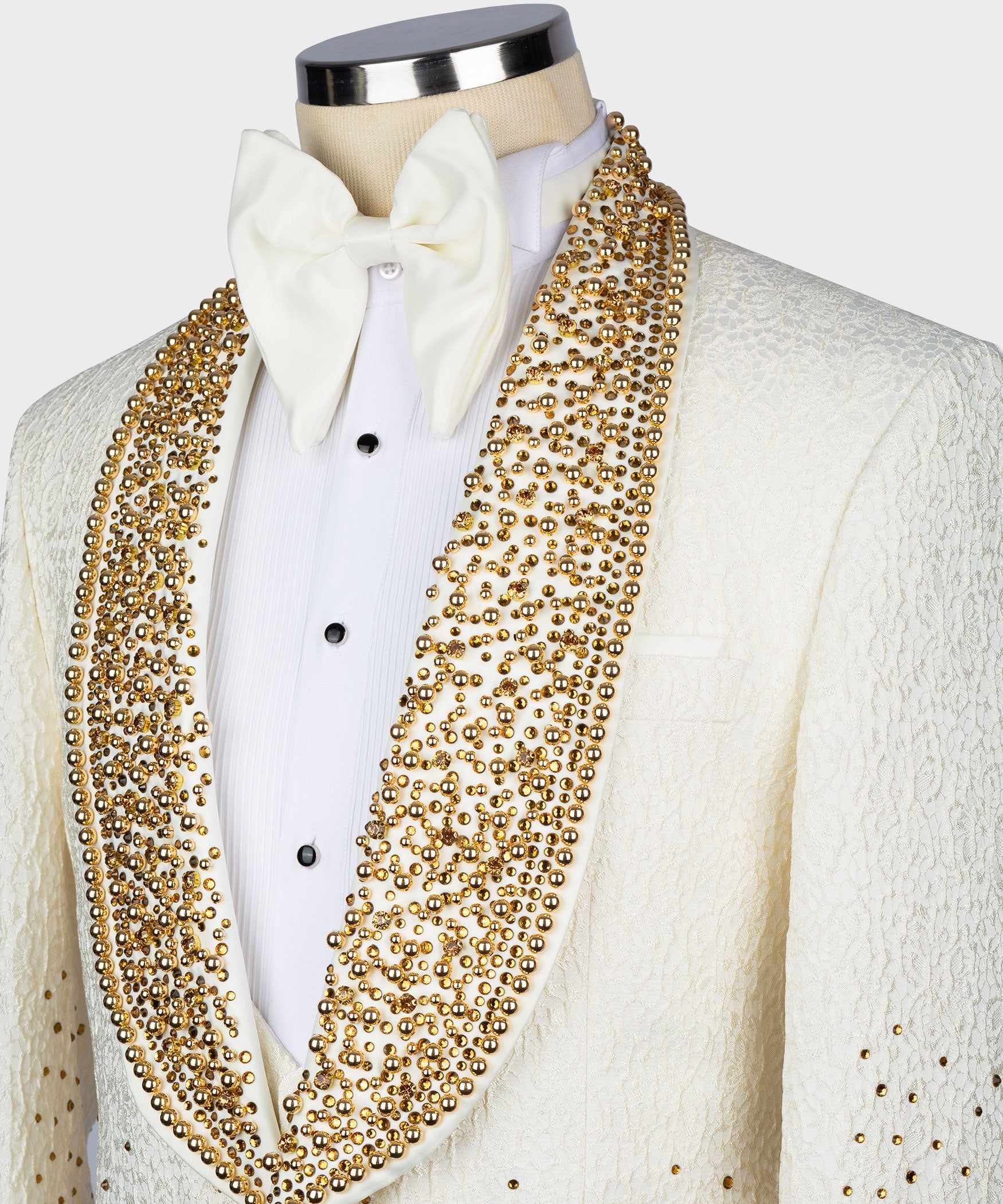 Men's Jacquard Tuxedo Blazer with Beads Crystal for Wedding | Slim Fit, Single-Breasted Party Blazer with rhinestone for Gala,Dinner,Party,Prom, Homecoming