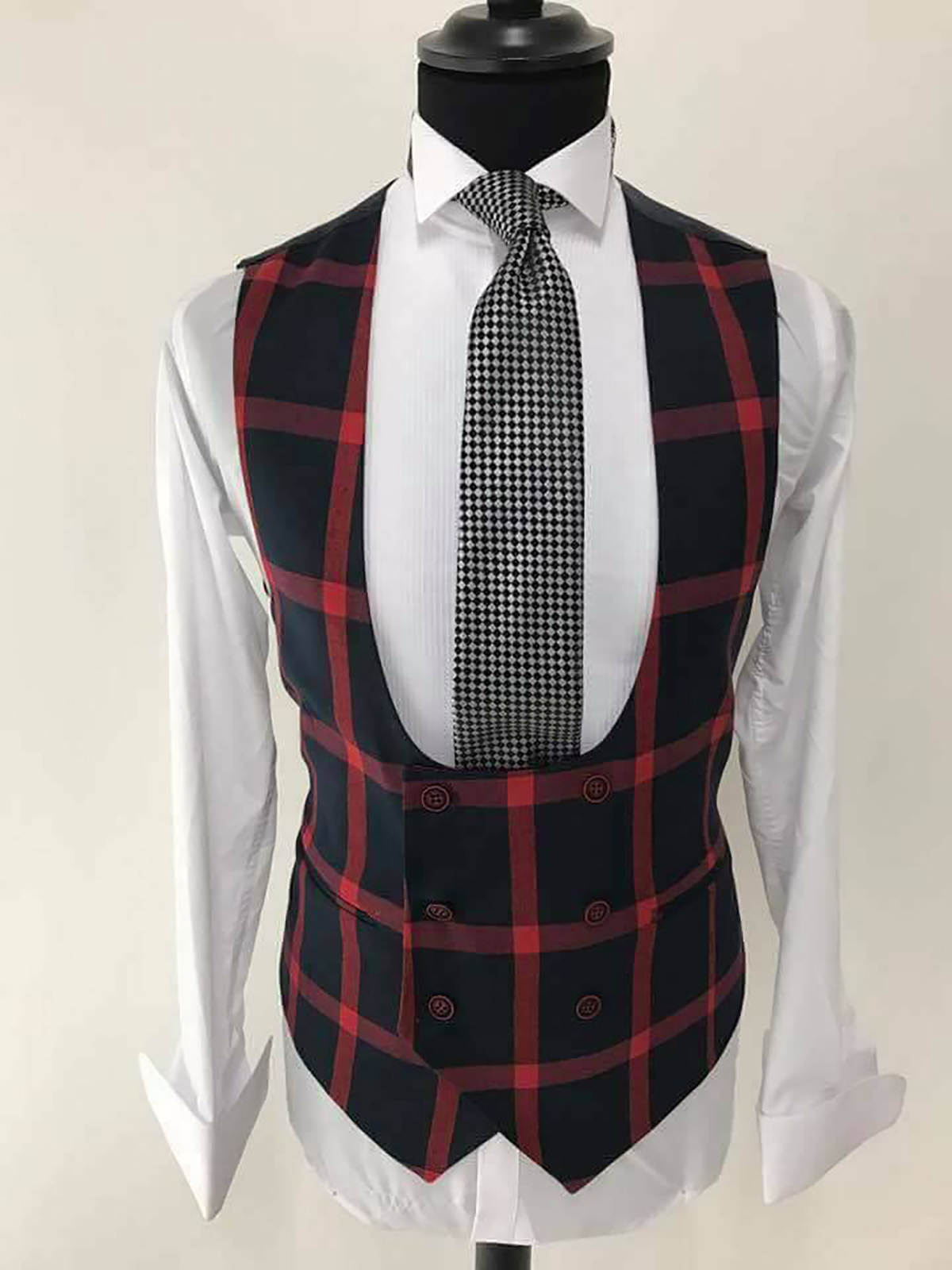 Plaid Men Wedding Suits Notched Lapel Tuxedos Slim Fit 2 Pcs Jacket Vest For Groom Business Party Prom Custom Made
