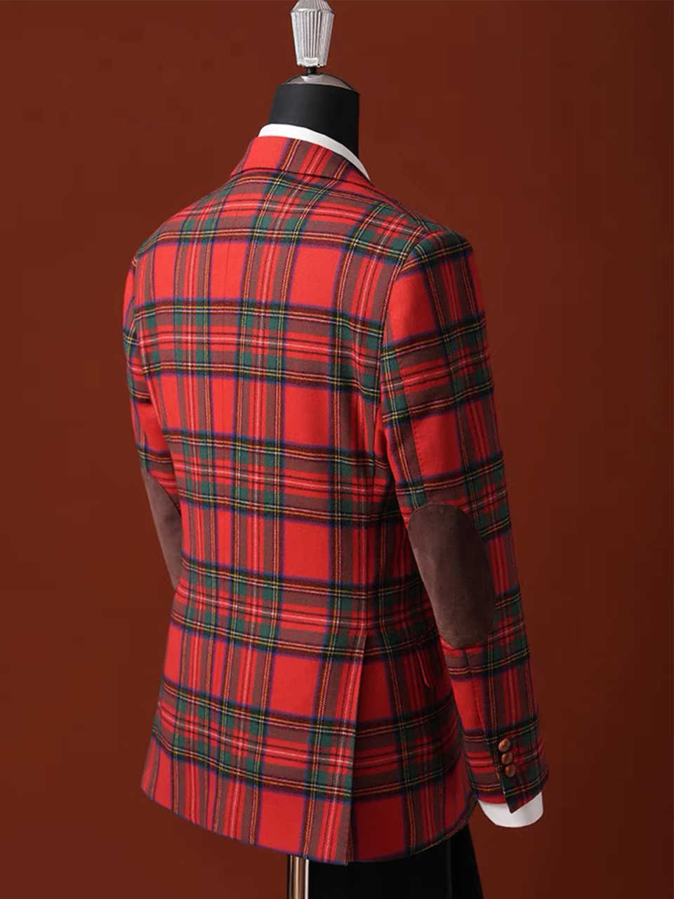 Men's Checked Tweed Suit Jacket, Christmas Tuxedo, Vintage Slim-Fit Wool-Blend Blazer, Ideal for Parties, Balls, Dinners and Weddings