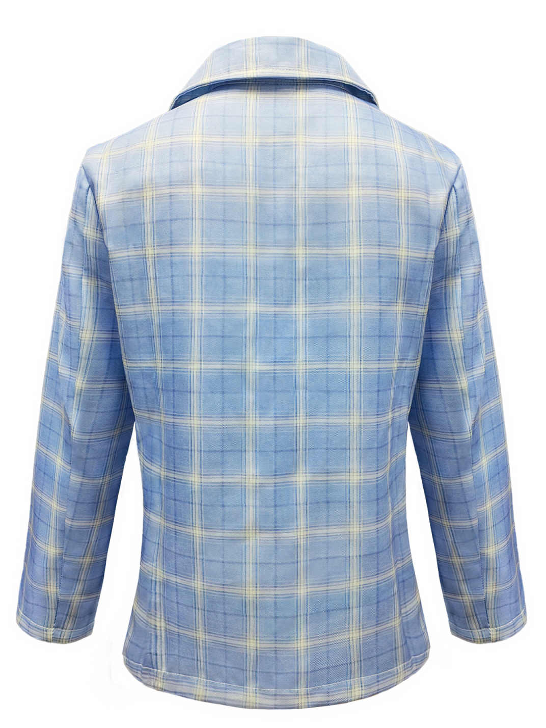 Men's Light Blue Plaid Linen Blazer Slim Fit Casual Business Suit Jacket