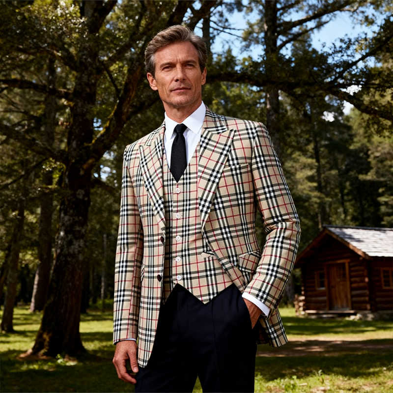 Men Vintage Plaid Blazer Classic British Check Suit Jacket Slim Fit Casual Formal Sport Coat