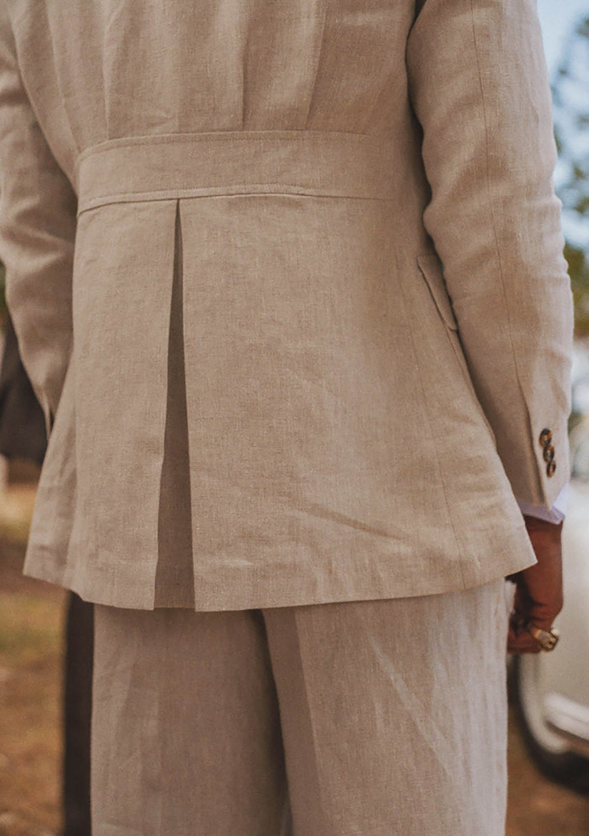 Men Natural Beige Linen Three Piece Suit Notch Lapel Vintage Casual Suit Jacket Vest Pants Summer Wedding Business Outfit
