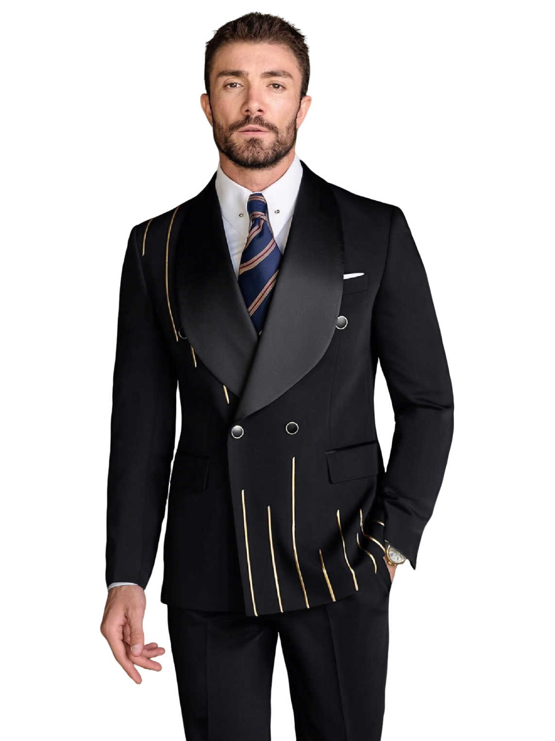 Formal Wedding Tuxedos 2 Piece Set Jacket Pants Double Breasted Men Suit Classic Groom Wear Party Evening Suits Customized