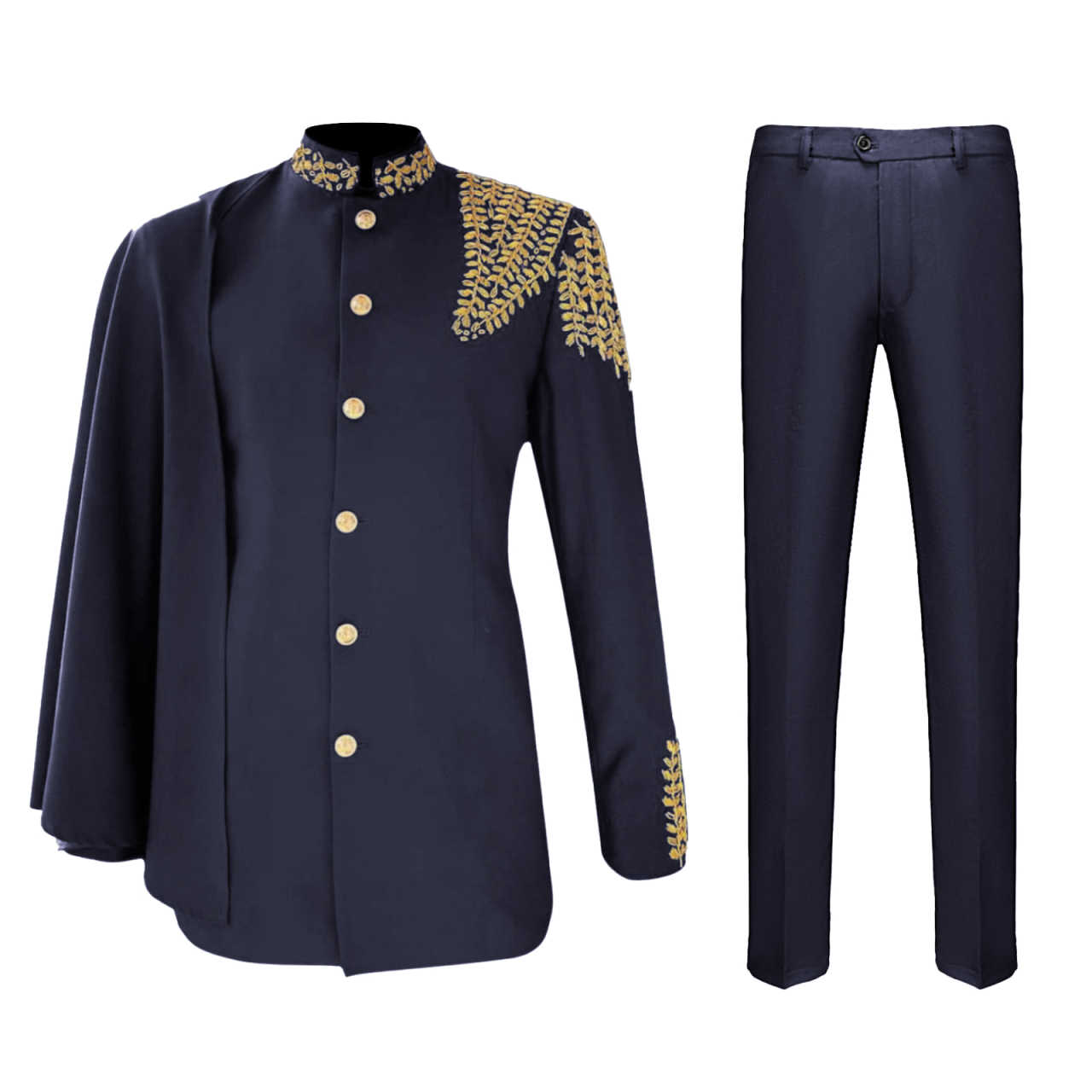 3 Pieces Men's Suits with Detachable Cape Slim Party Blazer Pant Tailored Tuxedo Set for Prom,Banquet,Homecoming
