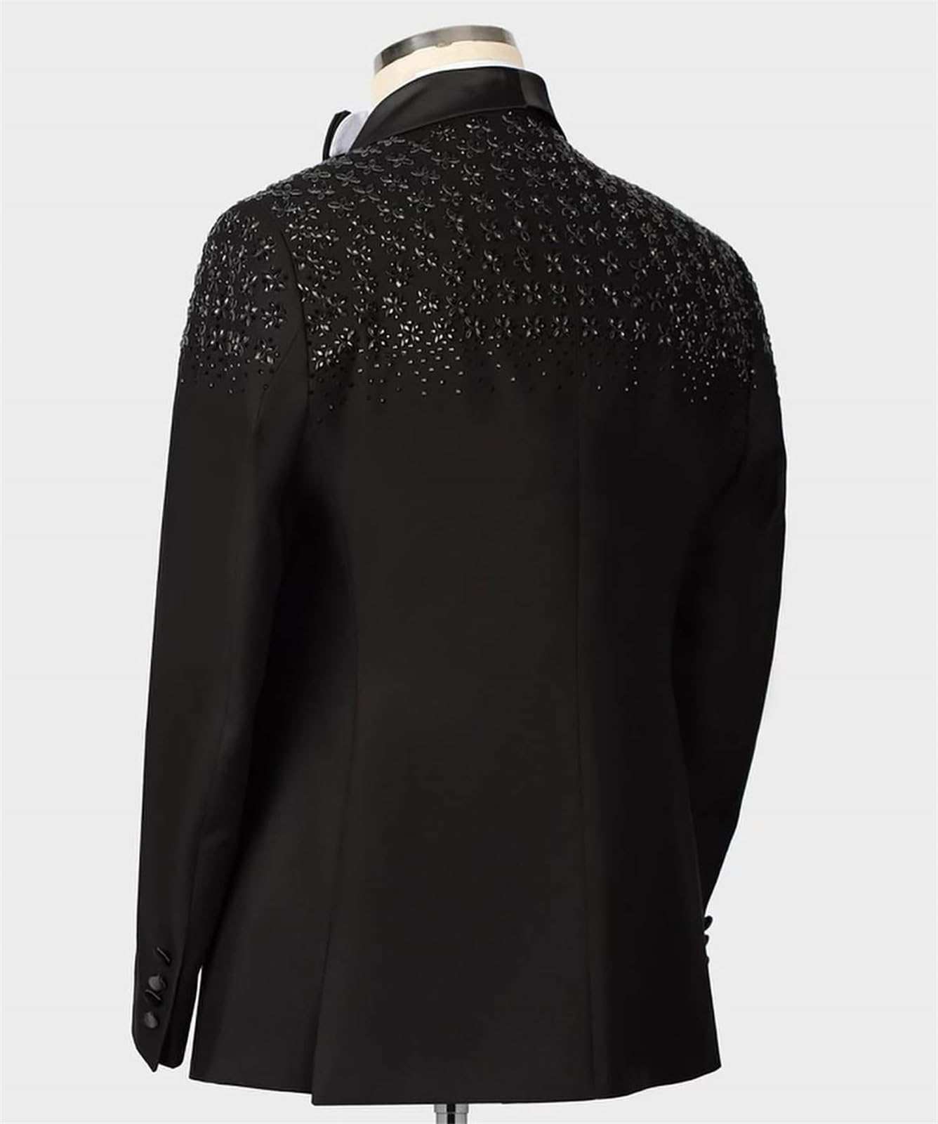 Mens Luxury Pearls Tuxedo Slim Fit Shawl Lapel Wedding Dinner Jacket Party Prom Wedding Blazer Jacket
