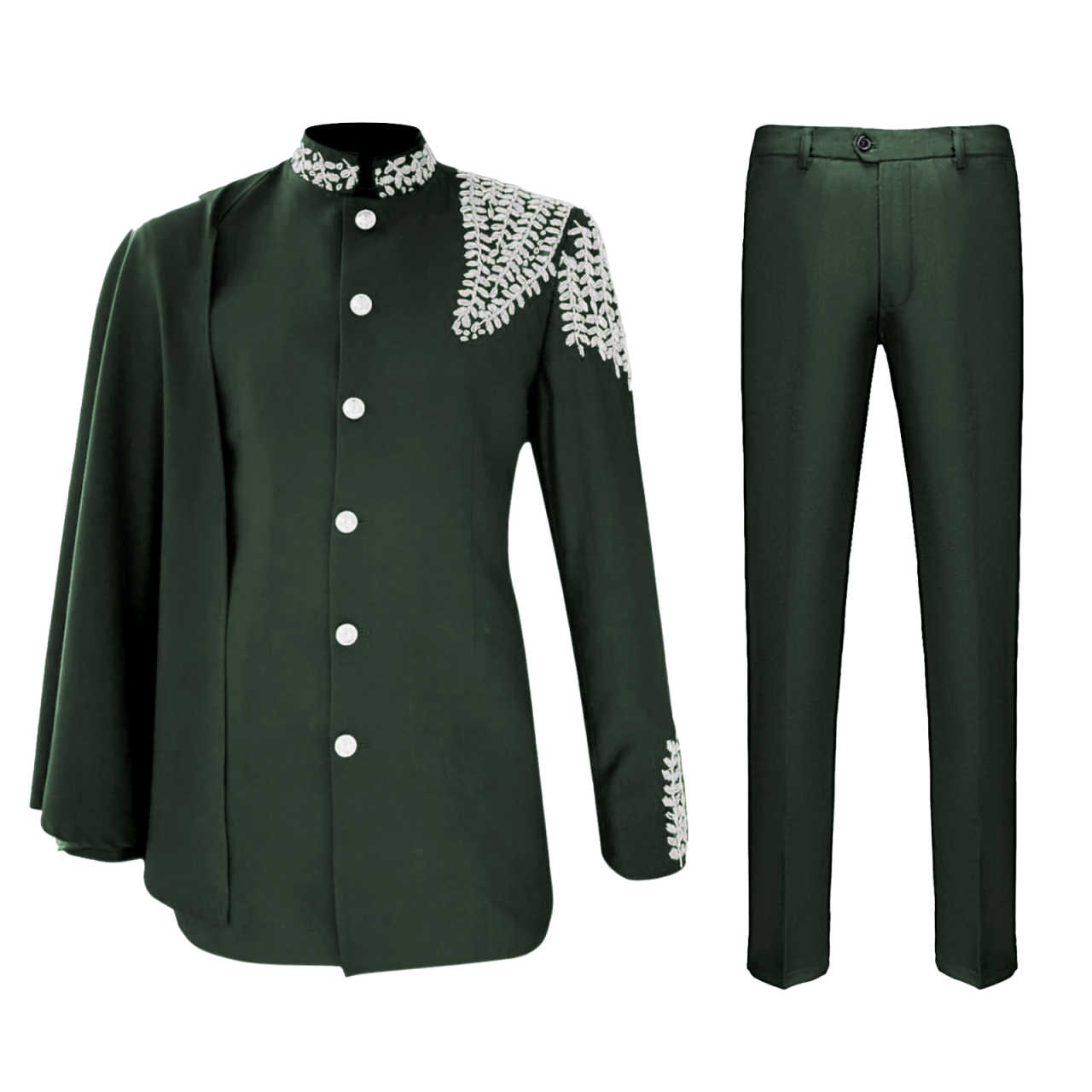 3 Pieces Men's Suits with Detachable Cape Slim Party Blazer Pant Tailored Tuxedo Set for Prom,Banquet,Homecoming