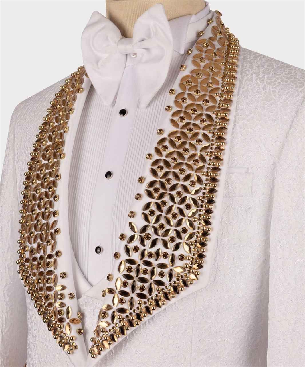 Slim Jacquard Tuxedo Jacket with Handcrafted Rhinestone, Formal Wedding & Prom Suit