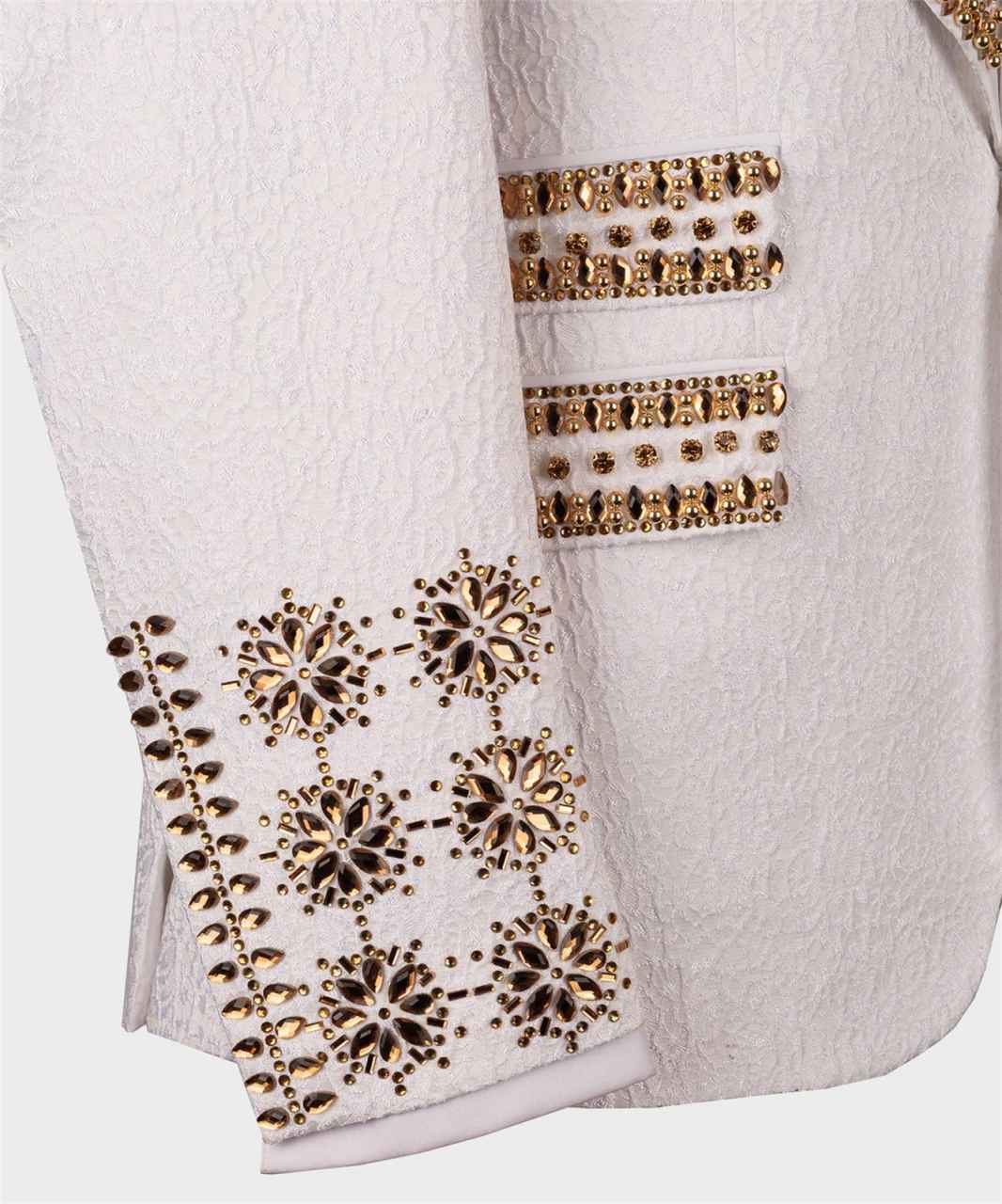 Slim Jacquard Tuxedo Jacket with Handcrafted Rhinestone, Formal Wedding & Prom Suit
