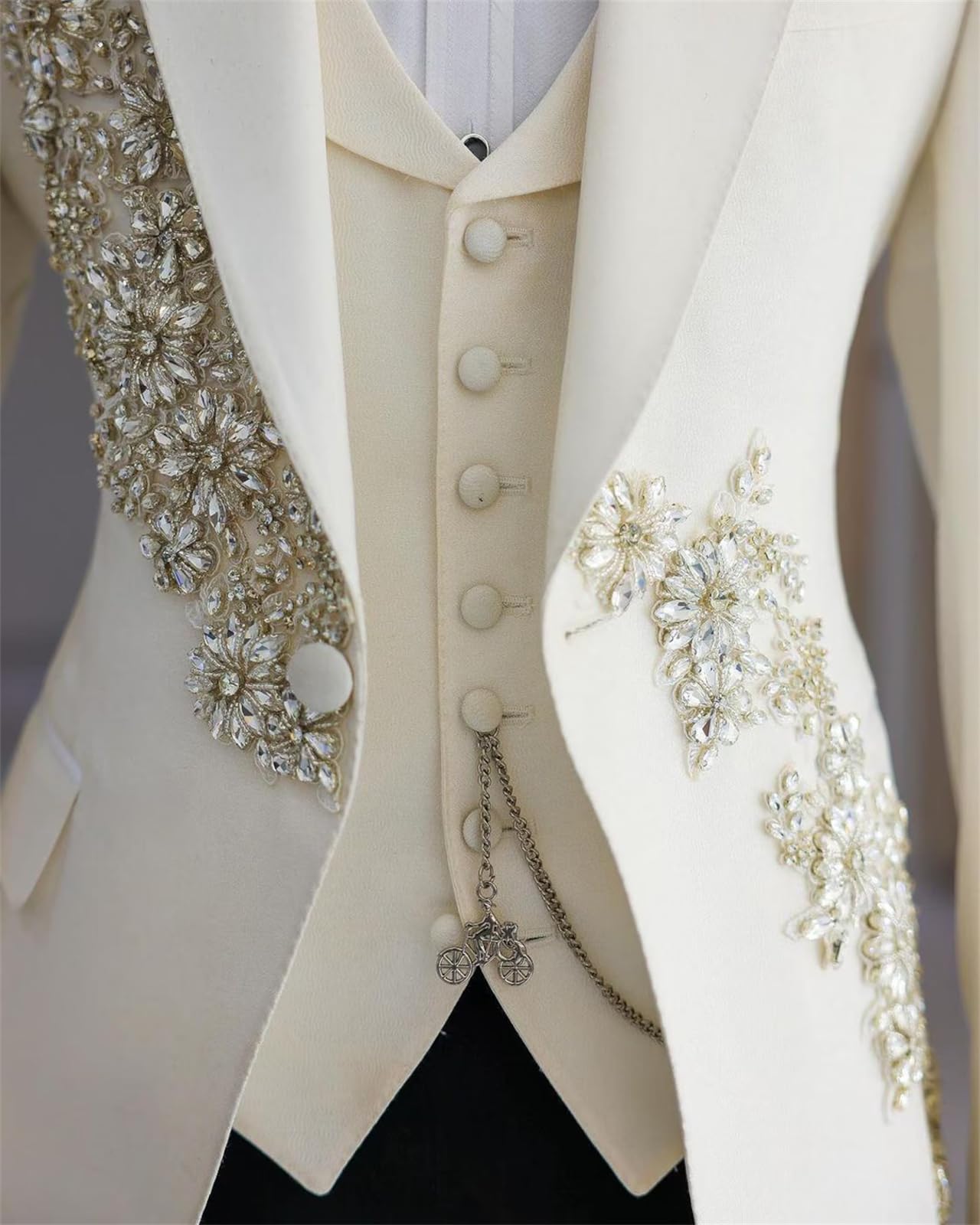Men's 2-Piece Beaded Floral Sequin Tuxedo Suit