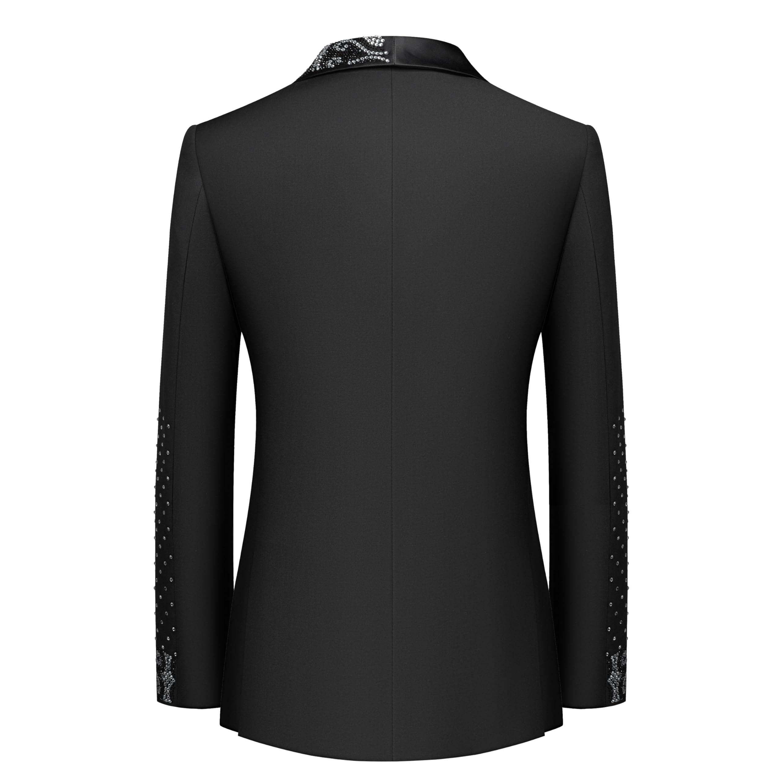 Rhinestone Embellished Double-Breasted Tuxedo Blazer